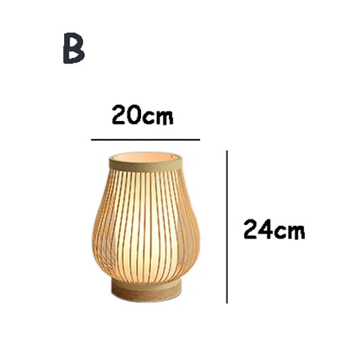 OUDELADI Warm bedside lamp Japanese-style Zen tea room lamps Bedroom tatami decor table lamps Living Room bamboo art desk lights